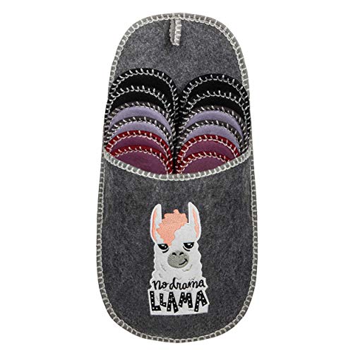 ONVAYA Zapatillas de huéspedes antideslizantes | conjunto de 6 | Zapatilla de fieltro | No Drama Llama Lama zapato grande
