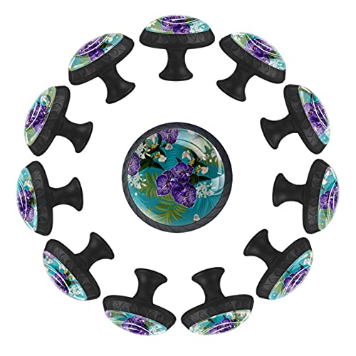 Boutons de tiroir en orchidée violette de 35 mm, finition soignée pour meuble chic