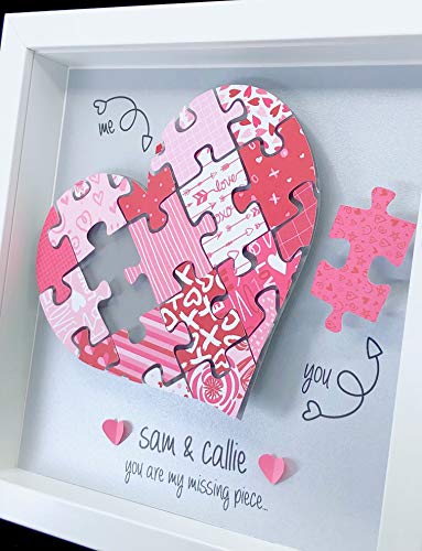 Personaized Valentine's Frame Of Large Heart Jigsaw Puzzle Pieces You Are My Missing Piece Wedding, Anniversary, Engagement Gift #TOP2