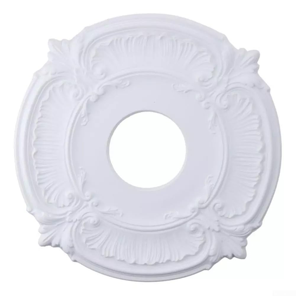 Hasaller European Carving Ceiling Fans Medallion 12in PU Ceiling Medallion Decorative Ceiling Fan Medallion Round Home Lighting Ceiling Medallion for RING for Ceiling Fans Chandeliers Light