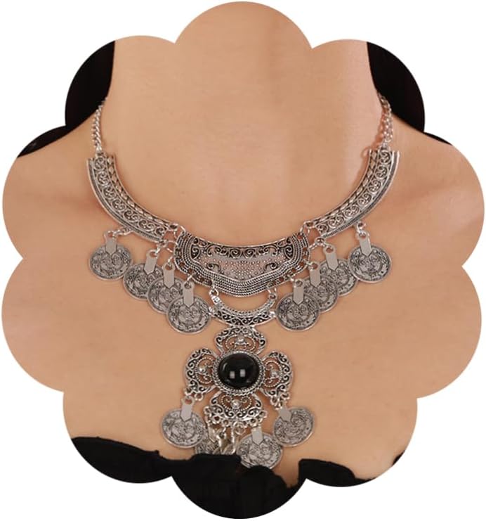 Wiwpar Vintage Chunky Long Tassel Coin Pendent Statement