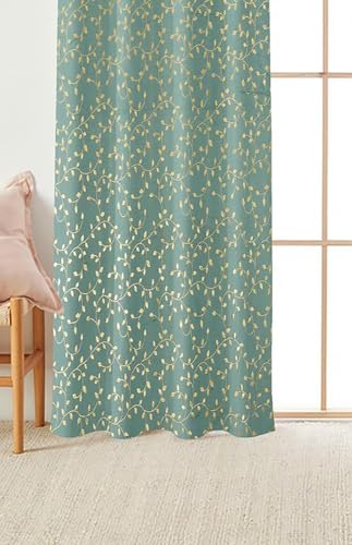Image of Fabrilia Soft Velvet Printed Window Curtains for Living Room /Bedroom (5 Feet, Aqua Marine, Pack of 1 Piece)