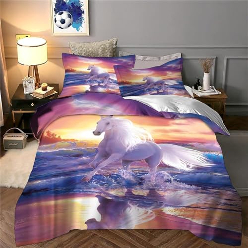 Parure de lit cheval 3D microfibre inaltérable pour lit king size couple - 6