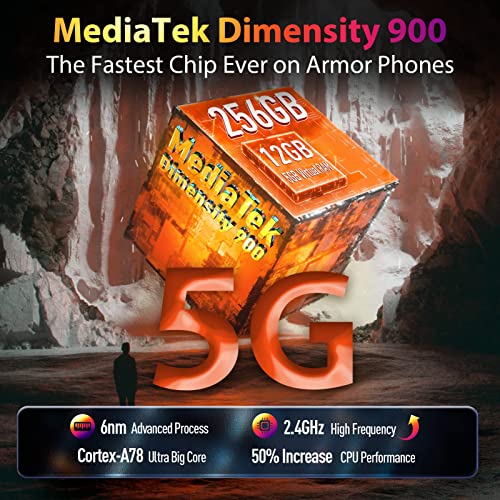 Ulefone Power Armor 18T 5G Rugged Phone, Thermal Imaging Camera 108Mp Main Camera, 17Gb+256Gb Mtk Dimensity 900, 9600Mah Battery Qi 15W Wireless Charging, 6.58” Fhd+ Corning Gorilla Screen, Android 12 #TOP2