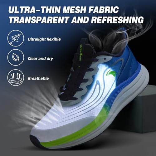Image of Men's Orthopedic Road Running Sneakers: Comfortable Casual Arch Supports Plantar Fasciitis Orthotic Sports Athletic Shoes, Flat Feet High Arch Tennis Work Walking Shoes for Foot Heel and Pain Relief