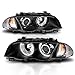 AmeriLite for 1998-2001 BMW 3 Series E46 4 Door Sedan Halo Parking Lamp Projector Black Headlights Coner Light Set - Passenger and Driver Side