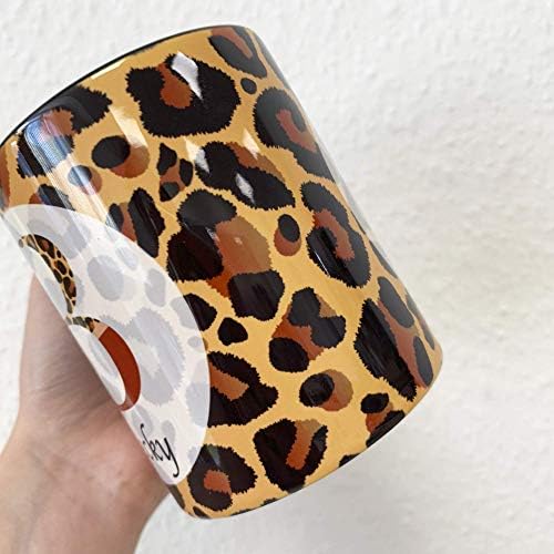 The Supreme Gift Company Personalised Leopard Print 10oz Ceramic Mug - Gifts for him and her - Black Inner