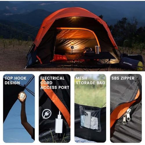 Carpa para camping 2-4 personas negra y naranja miniatura 5