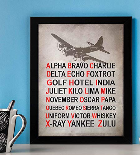 "Alpha Bravo Charlie"- Military Alphabet Wall Art Print- 8 X 10" Retro Military Wall Decor Image- Ready To Frame. Nato Phonetic Alphabet Home-Office Decor. Perfect Gift For Man Cave-Garage-Bar-School. #TOP3
