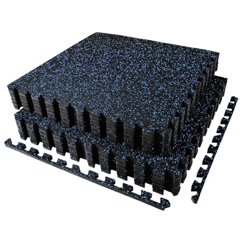 AIRHOP 1.4 cm Thick Exercise Equipment Mats, 4.32 m², 12 Tiles with Upgraded Rubber Top and High-Density EVA Foam, Large Interlocking Puzzle Gym Flooring for Home Gym, Heavy-Duty Workout, 60 x 60 cm