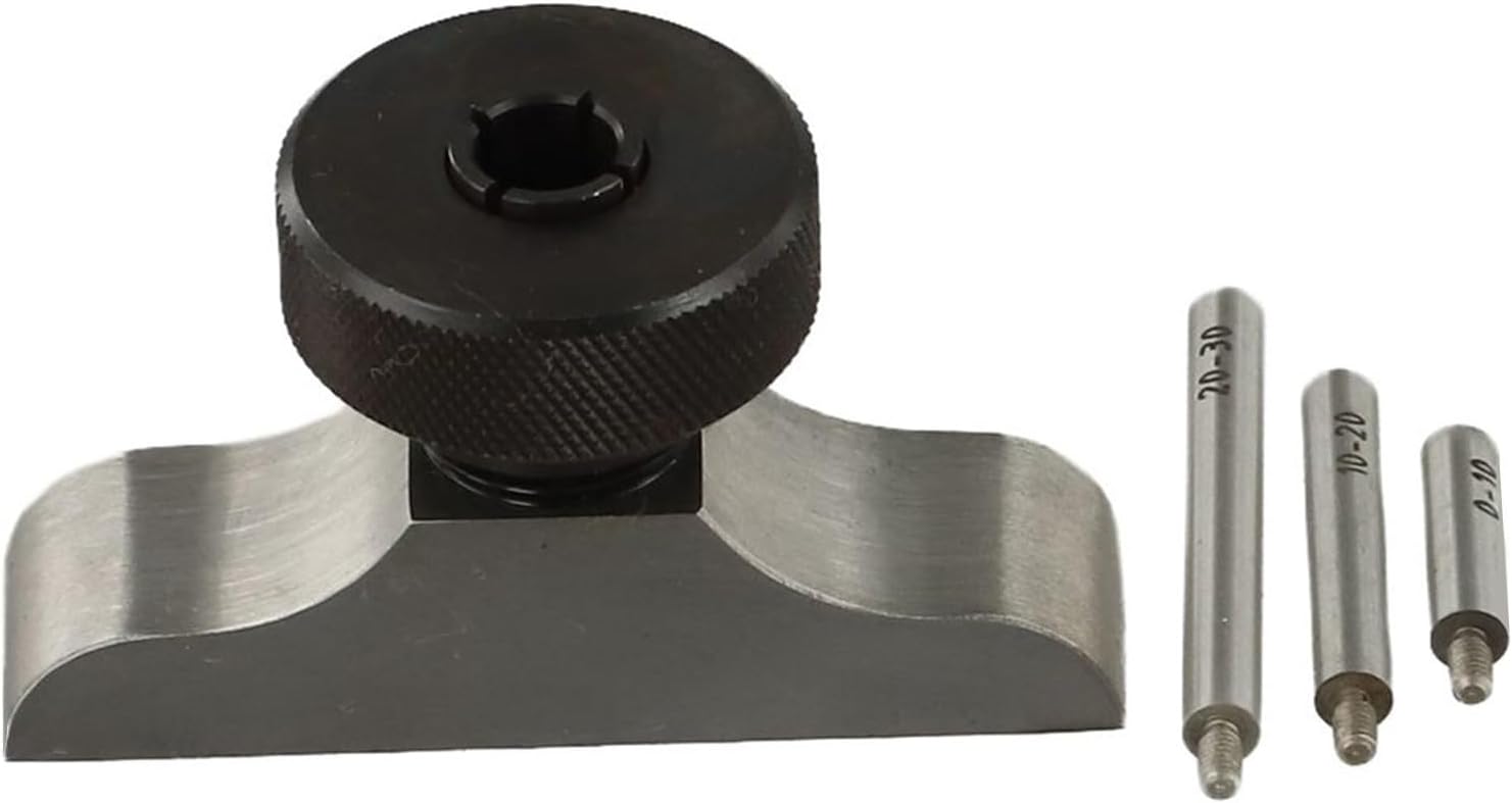 Depth Gage Base for Dial Indicator, Stainless Steel Bottom Base with Hardened Ground Finish, 3 Extension Rods (0-30mm), Depth Micrometer Stand(63 * 17mm)