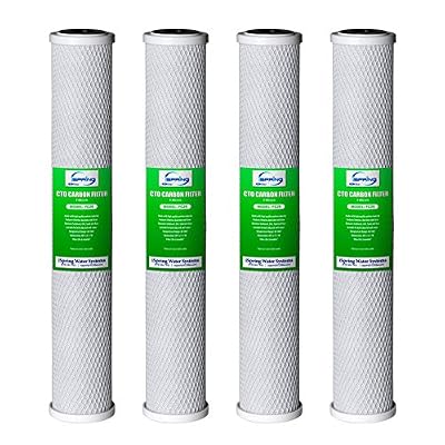 iSpring FC25X4 High Capacity 20” x 2.5” Water Filter Replacement Cartridges - CTO Carbon Block - Fits WCB32C, WCB32O & RCB3P - Pack of 4
