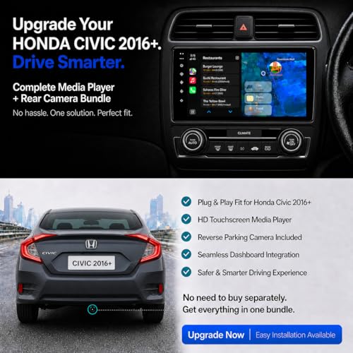 Image of Modorwy Honda Civic 2016+ Original QLED 9 inch Zlink Car Android Stereo | OS 13 | 2GB+32GB | Display Support Wireless Car Play & Android Auto | incl. AHD Rear Camera & Frame Compatible