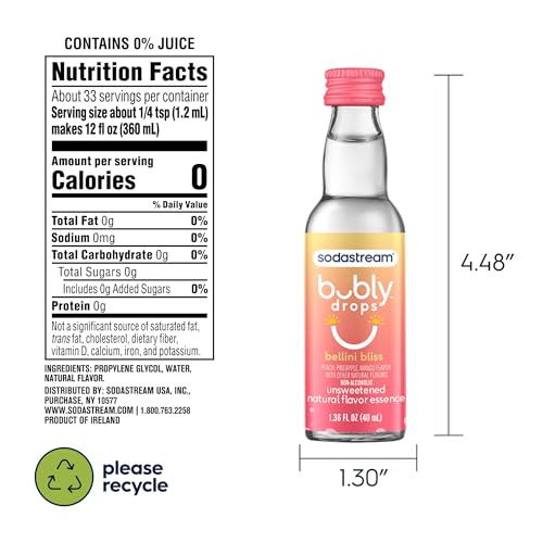 Image of SodaStream - Bubly Fruit Drops | Zero Calories | Variety Pack, New Flavors added, Pack of 6 (8 Fl Oz)