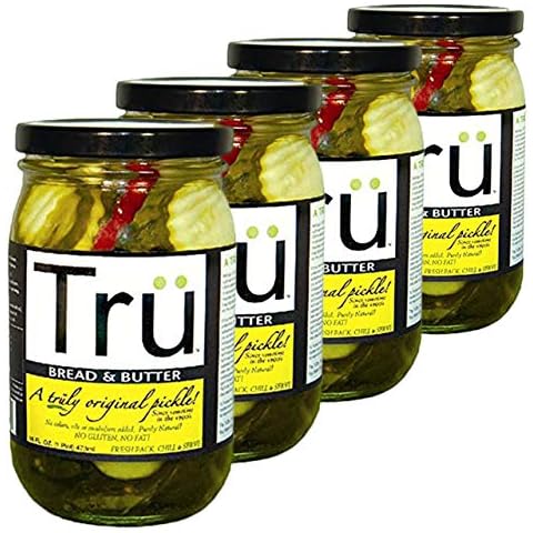 Bread and Butter By Tru Pickles. 16 OZ Gourmet, Made with the Perfect Balance of All Natural Ingredients. (4 Pack) Cover