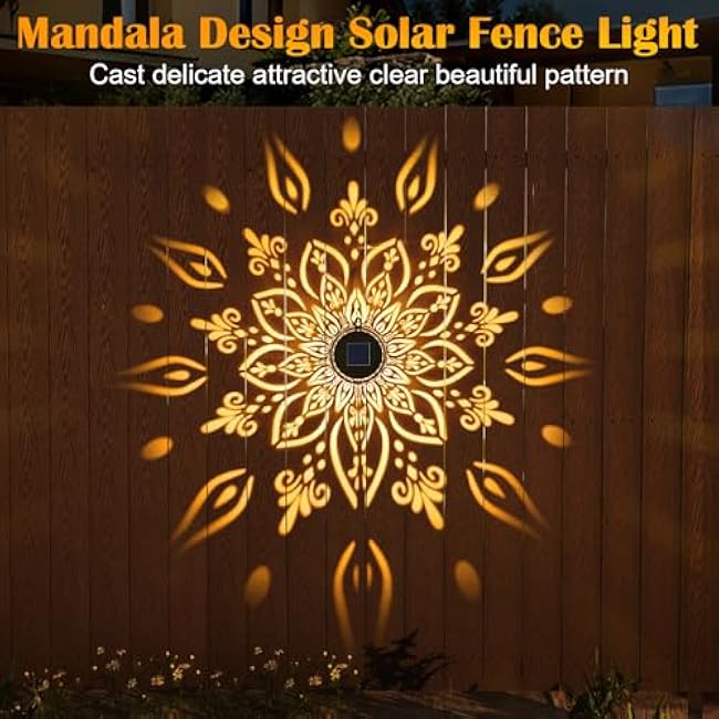 Likiyol 2025 Upgraded Mandala Solar Fence Lights Fence Lights Warm White