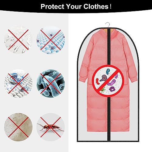 12 Stück Kleidersack mit Reißverschluss,Transparente Kleidersack Kleiderhüllen Abdeckung, Anti-Staub Kleiderschutzhüllen für Anzüge, Kleider, Mäntel, Jacken Kleidung Aufbewahrung