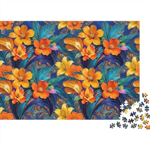 Puzzle de 1000 piezas para familia con diseño de hojas y flores de 70 x 50 cm