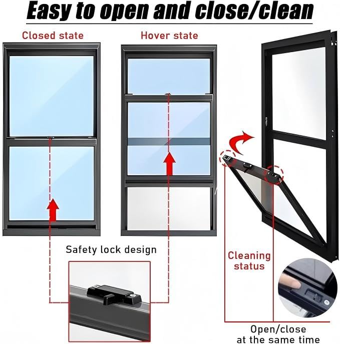 Ventana corredera de aluminio antirrobo con pantalla para garajes oscuros 7