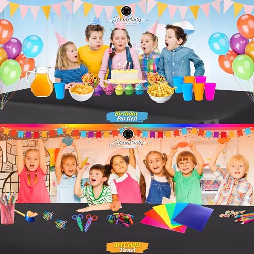 Image of Grandipity 36 Pack Premium Disposable Plastic Tablecloth 54 Inch. x 108 Inch. Decorative Rectangle Table Cover - Dark Grey