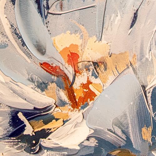 Tableaux sur toile blanc et bleu DRW | Lot de 2 décorations murales fleurs 60x60 cm - 5