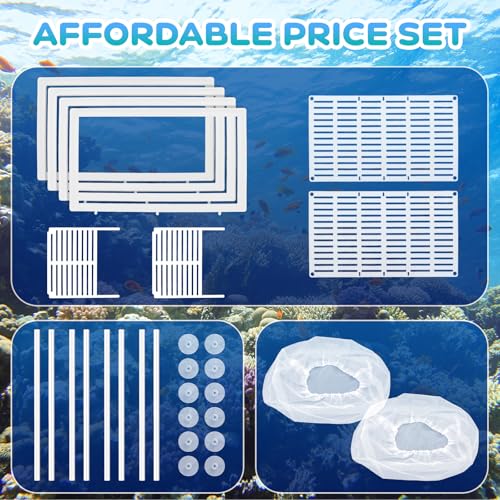 Image of 2 Pack Breeder Box for Fish Tank, Plastic Frame Breeding Box with Suction Cups, Fish Breeder Box for Aquarium, Mesh-Framed Fish Fry Incubator with Partitions