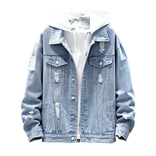 Veste en jean décontractée bleu clair pour homme Kelsiop idéale en été