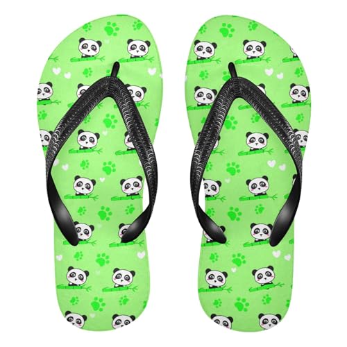 Burbuja Cartoon Pandas Flip Flops for Women Men, Soft Thong Sandals Rubber Slippers for Pool Beach Essentials