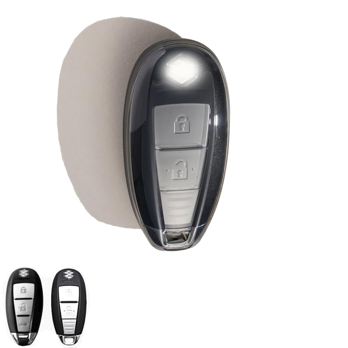 Holy Feather Premium Transparent TPU Key Fob Cover, Key Case Shell Full Protection Compatible with Suzuki Vitara Swift Ignis Kizashi SX4 Baleno Ertiga etc(Smoke Color)