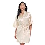 Women’s Short Satin Robes Lightweight Silky V-Neck Sleepwear,Wedding Bridal Party Bride Bridesmaid Bathrobes