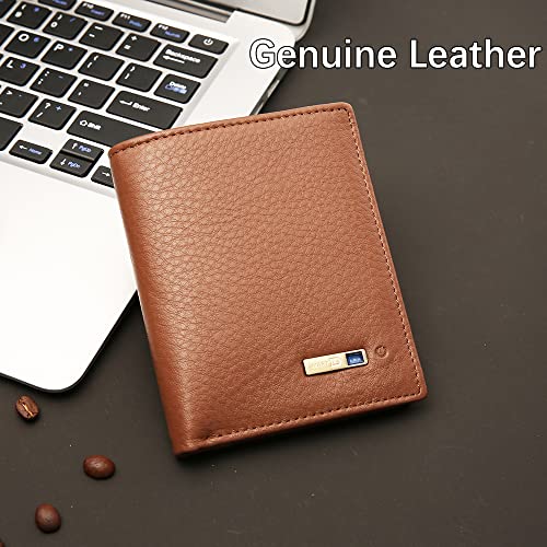Anti-Lost Bluetooth Wallet Tracker & Finder, Mens Slim Minimalist trackable Cool leather wallet Credit Card Holder Gifts with Box (Brown)4