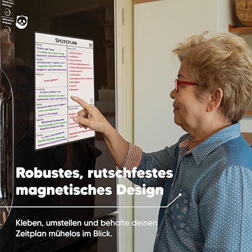 A4 Wochenplaner Abwischbar, Magnettafel Küche von SmartPanda - Wochenplaner Magnetisch, Magnettafel Kühlschrank und Whiteboard - Magnetisches Whiteboard für Familie, auf Deutsch