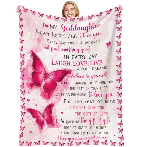 Goddaughter Gifts from Godmother Godfather, God Daughter Soft Flannel Blanket, Baptism...