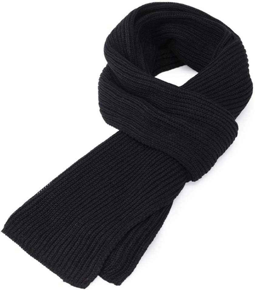 Men Fashion Winter Korean Solid Color Knitted Scarf Black Grey Warm Thickened Scarves Gift for Men