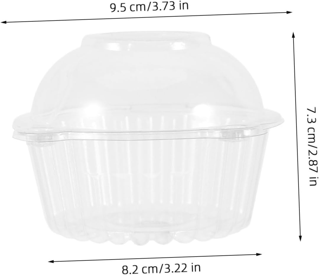 100pcs Clear Plastic Cake Carrier Cupcake Holder Multifunctional Dome Box for Muffins Snacks and Salads for Kitchen Dining Use