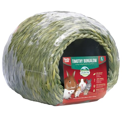 Oxbow Timothy Hay Bungalow Rabbit & Guinea Pig Hideout Edible & Hand-Woven Bunny House No Wires or String Small Pet Accessories for Rabbits Guinea Pigs Chinchillas & Rats Large