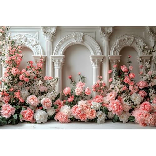 YongFoto Opulent European Archway Wall 10x6.5ft Blooming Rose Flower Elegant Romantic Retro Photography Background Birthday Bridal Shower Wedding Party Banner Portrait Photoshoot Wallpaper Photo Booth