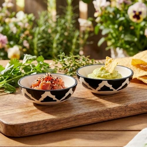 Image of Dessert Bowls Small Cereal Little Kitchen Bowls for Rice, Soup, Snack, Ice Cream, Side Dishes Stackable, Easy to Use, and Comfortable for Daily Dining - Dinnerware Table (Black, Set of 4)