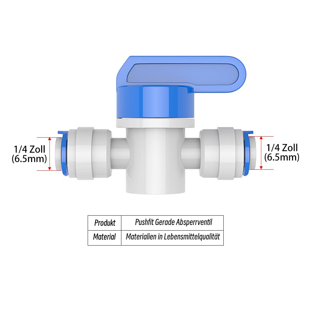 Valvole rubinetti, rubinetto in linea/valvola di intercettazione/valvola acqua per frigorifero/congelatore/filtro acqua ad osmosi inversa/tubo dell'acqua (1/4 pollici(6,35 mm))
