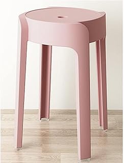 BIRLD Classroom Stools Plastic Stackable Stools Portable Nesting Stools Kitchen Stools Round Top Stack Chairs for Shop Cafe Home, 18'' Seat Height (Color : Pink)