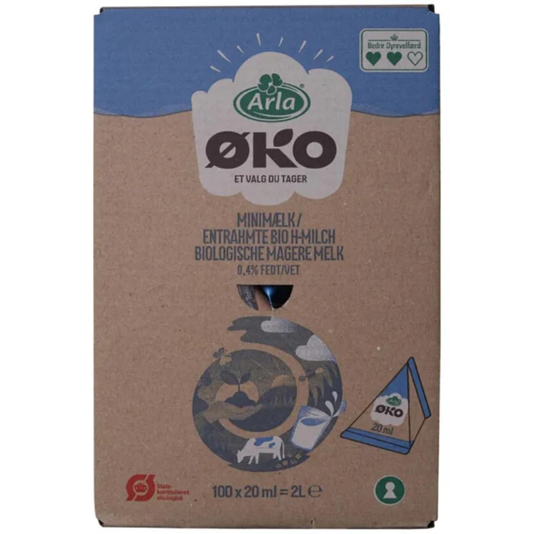 Arla Fettreduzierte H‑Milch 0,4 % – 100 × 20 ml Portionsbecher | Haltbare Milch im Einzelpack