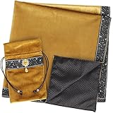 DOARLUO Tarot Cards Bag Divination Tablecloth Star River Lace Thickened Velvet Back Particle Bottom with Tarot Pouch(Golden)