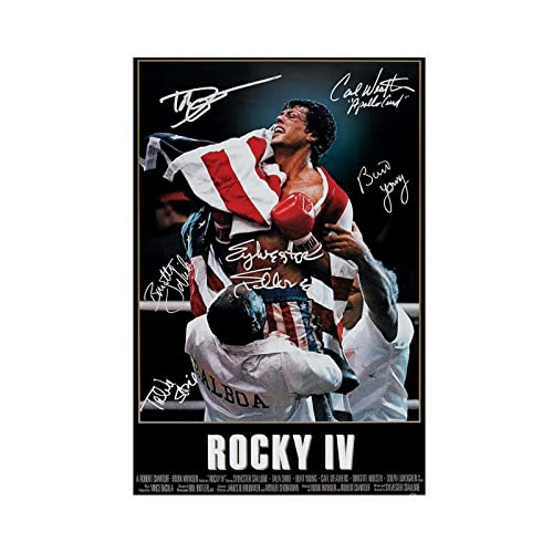 CHIPEL Poster du film Rocky 4 dédicacé sur toile - Décoration murale pour salon, chambre à coucher - Style sans cadre - 30 x 45 cm