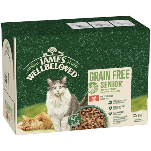 James Wellbeloved Senior Grain-Free Chicken in Jelly 12 Pouches, Hypoallergenic Wet Cat Food, Pack of 1 (12x85 g) - Image 3