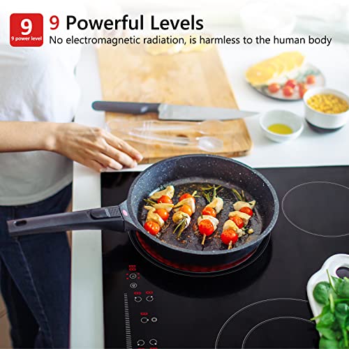 Electric Cooktop Ceramic Stove 5 Burners 30 Inch Built-In Countertop Burners Cooker Satin Glass In Black Touch Sensor Control,Timer,Child Safety Lock,9 Power Levels,220-240V #TOP4