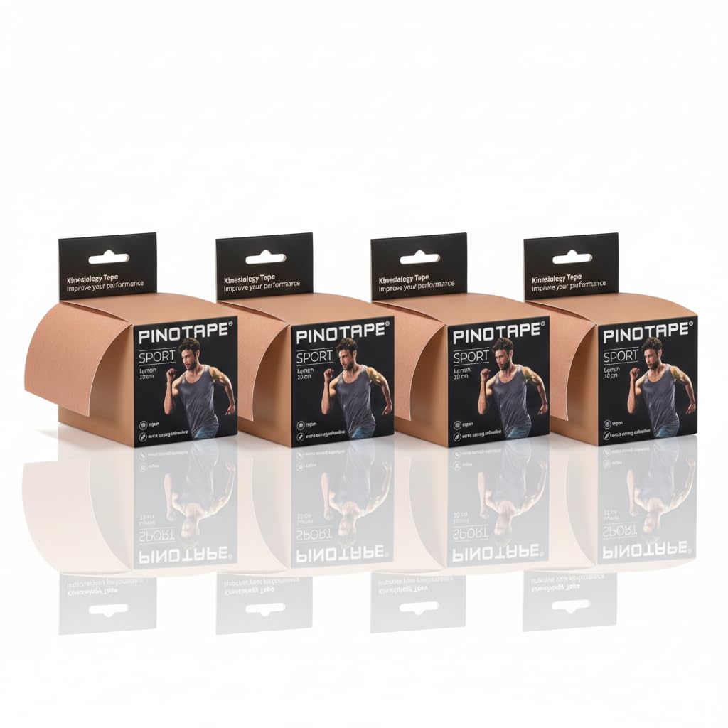 PINOTAPE Lot de 4 bandes lymphatiques sportives Beige 10 cm x 5 m