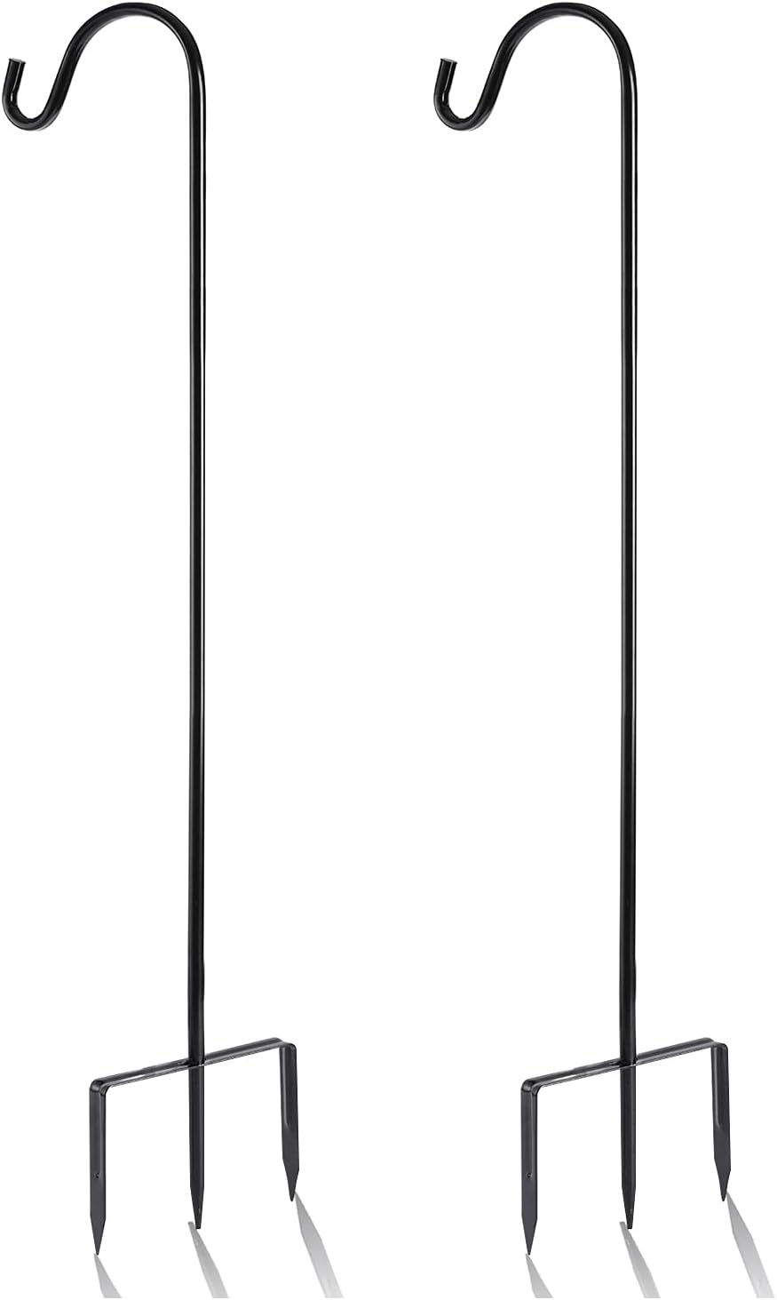 EXCMARK 2 Pack Shepherd Hook 48 inch 1/2 inch Thick Use at Weddings, Hanging Solar Lights, Lanterns, Bird Feeders, Metal Hanger Hook. (Black, 48 inch) U.S. Patent.