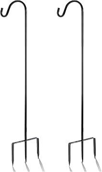 EXCMARK 2 Pack Shepherd Hook, Black, 48 Inch, Adjustable Height, 1/2" Thick