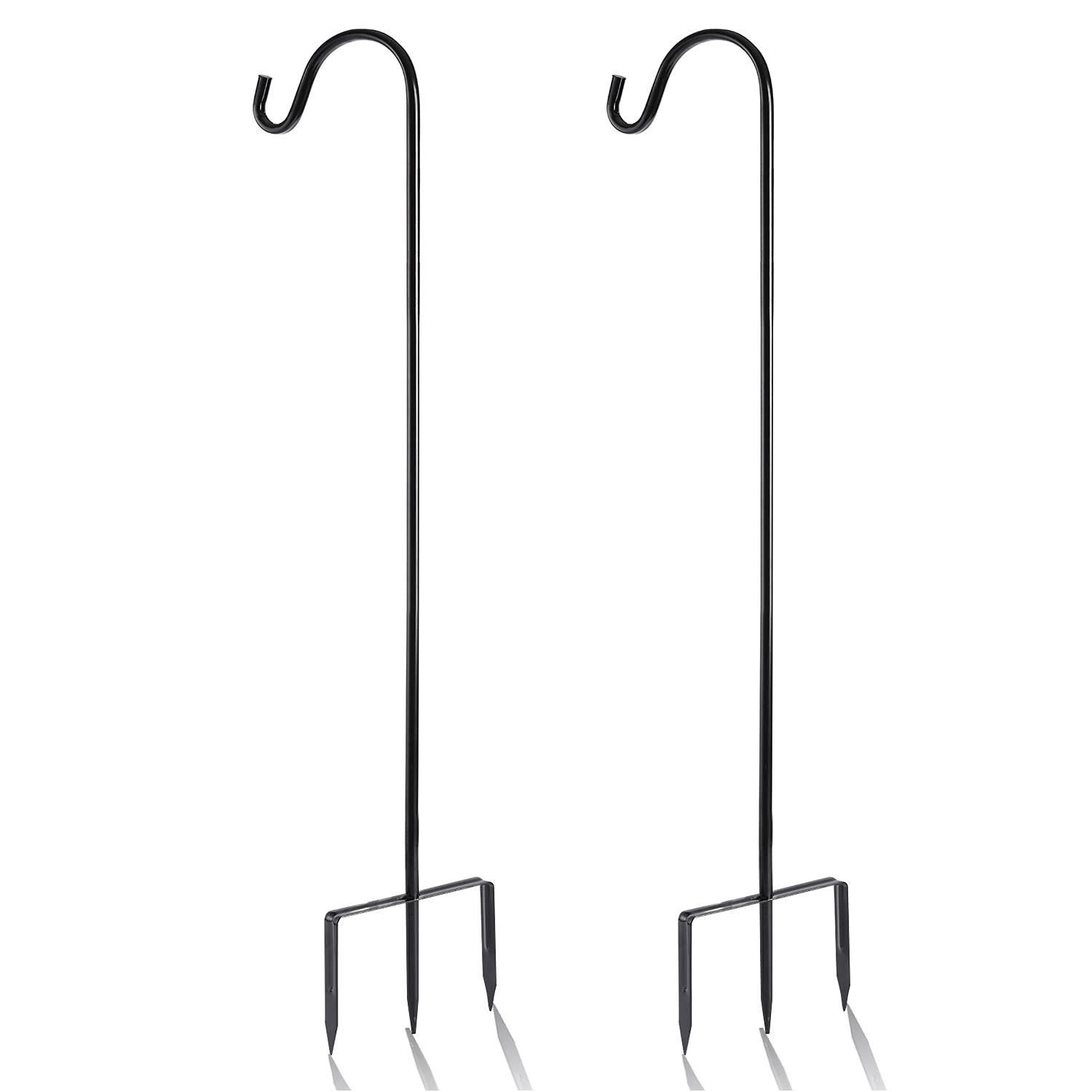 EXCMARK 2 Pack Shepherd Hook 48 inch 1/2 inch Thick Use at Weddings, Hanging Solar Lights, Lanterns, Bird Feeders, Metal Hanger Hook. (Black, 48 inch)