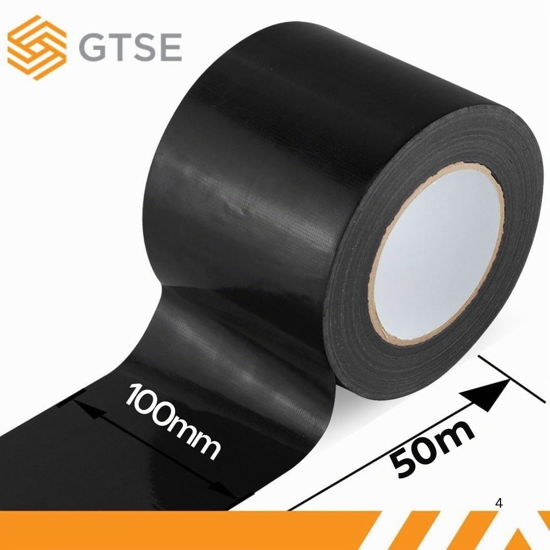 Gocableties - Cinta americana negra de 100 mm x 50 m - Cinta de tela resistente, ancha, adhesiva e impermeable - Para reparar, fijar, agrupar, reforzar y sellar - 1 rollo
